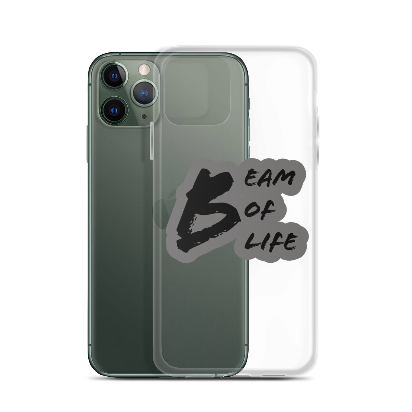 Beam of Life Clear iPhone Case - Grey/Black Logo