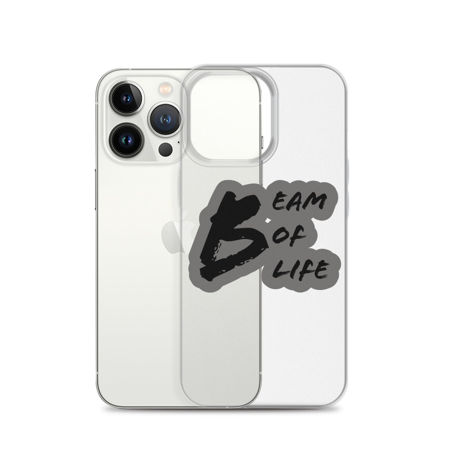 Beam of Life Clear iPhone Case - Grey/Black Logo