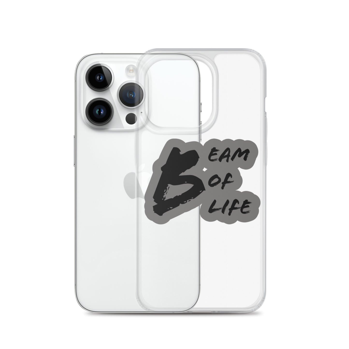 Beam of Life Clear iPhone Case - Grey/Black Logo