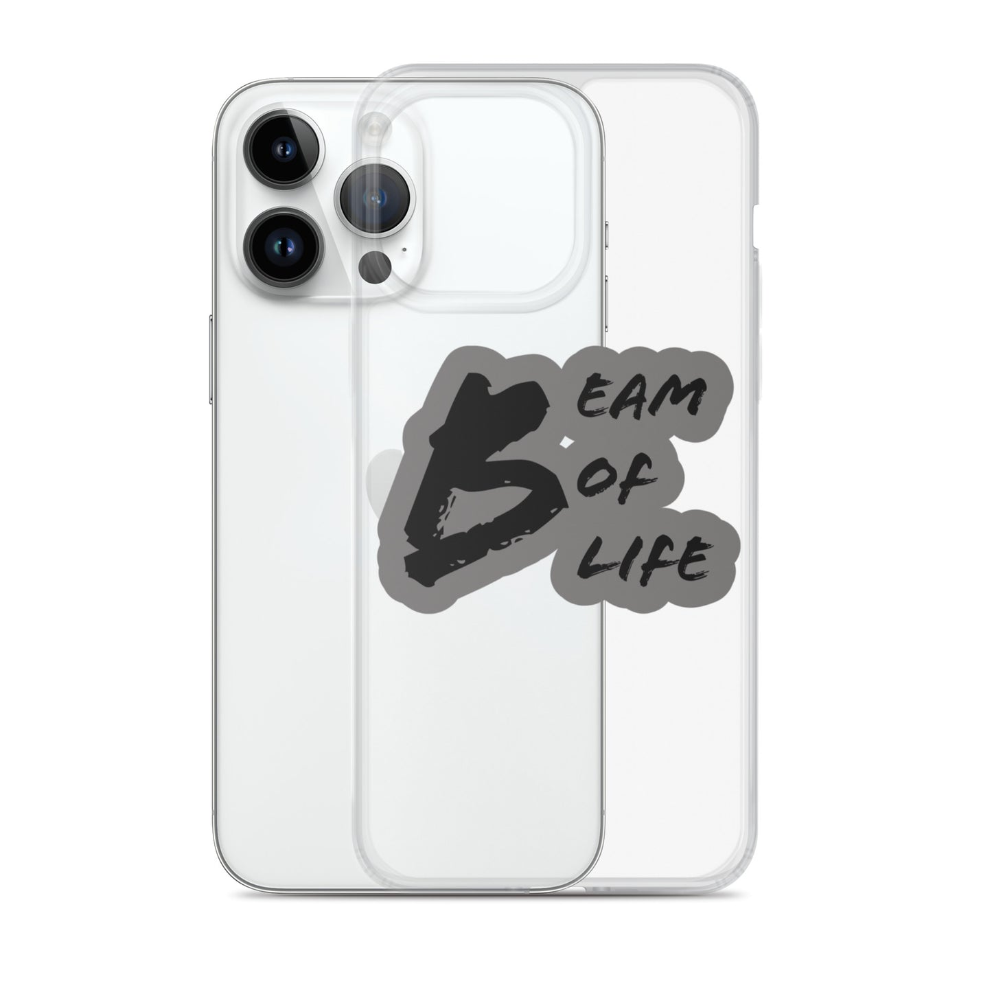 Beam of Life Clear iPhone Case - Grey/Black Logo