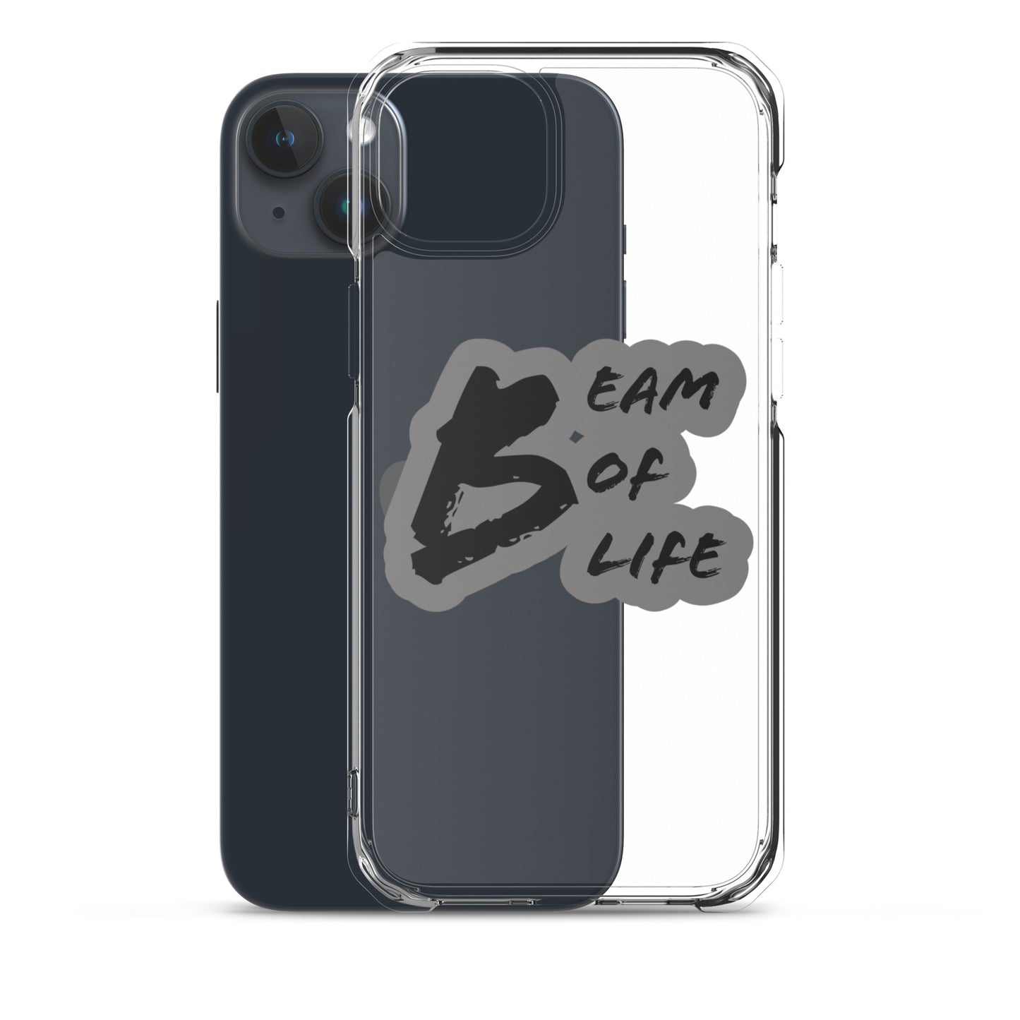 Beam of Life Clear iPhone Case - Grey/Black Logo