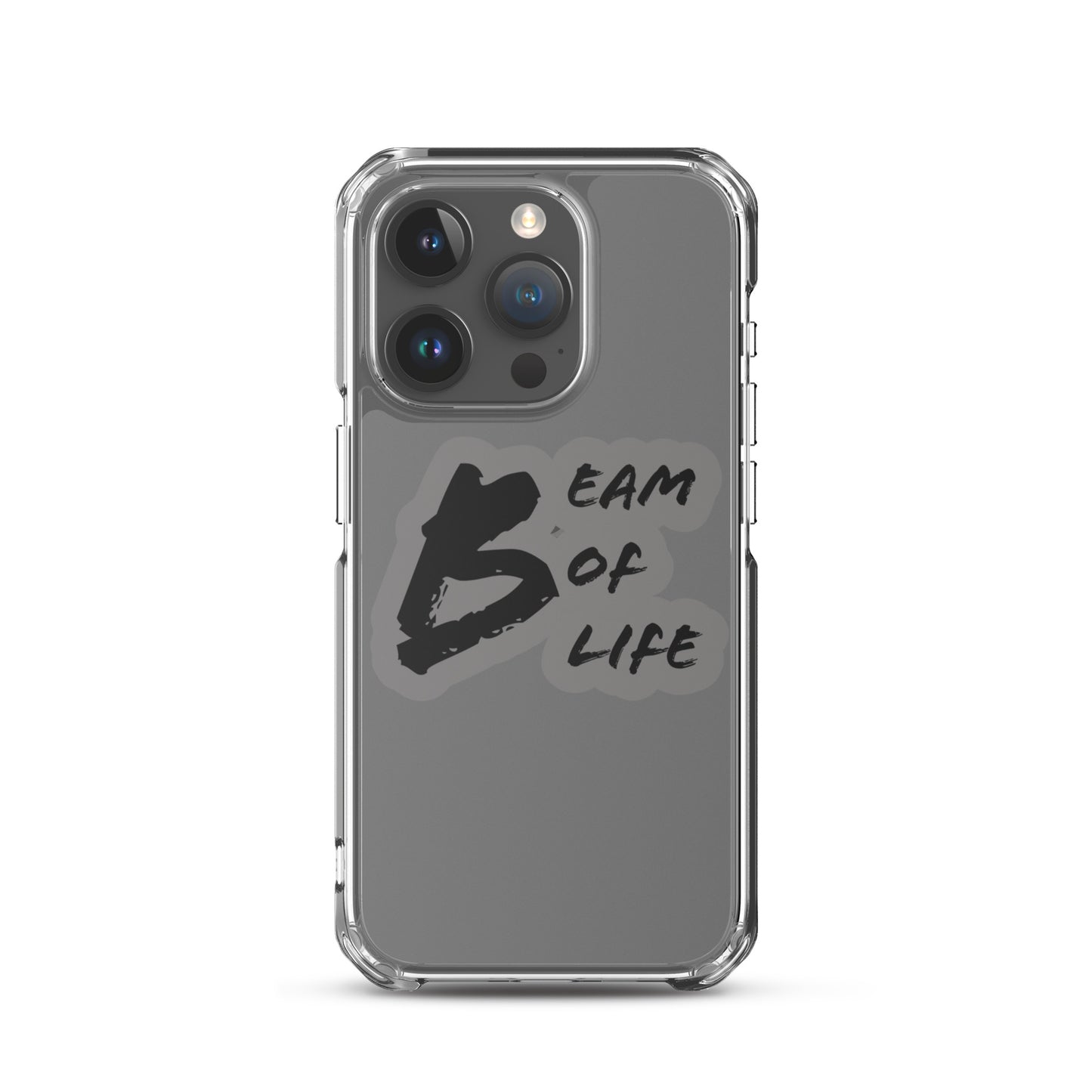 Beam of Life Clear iPhone Case - Grey/Black Logo