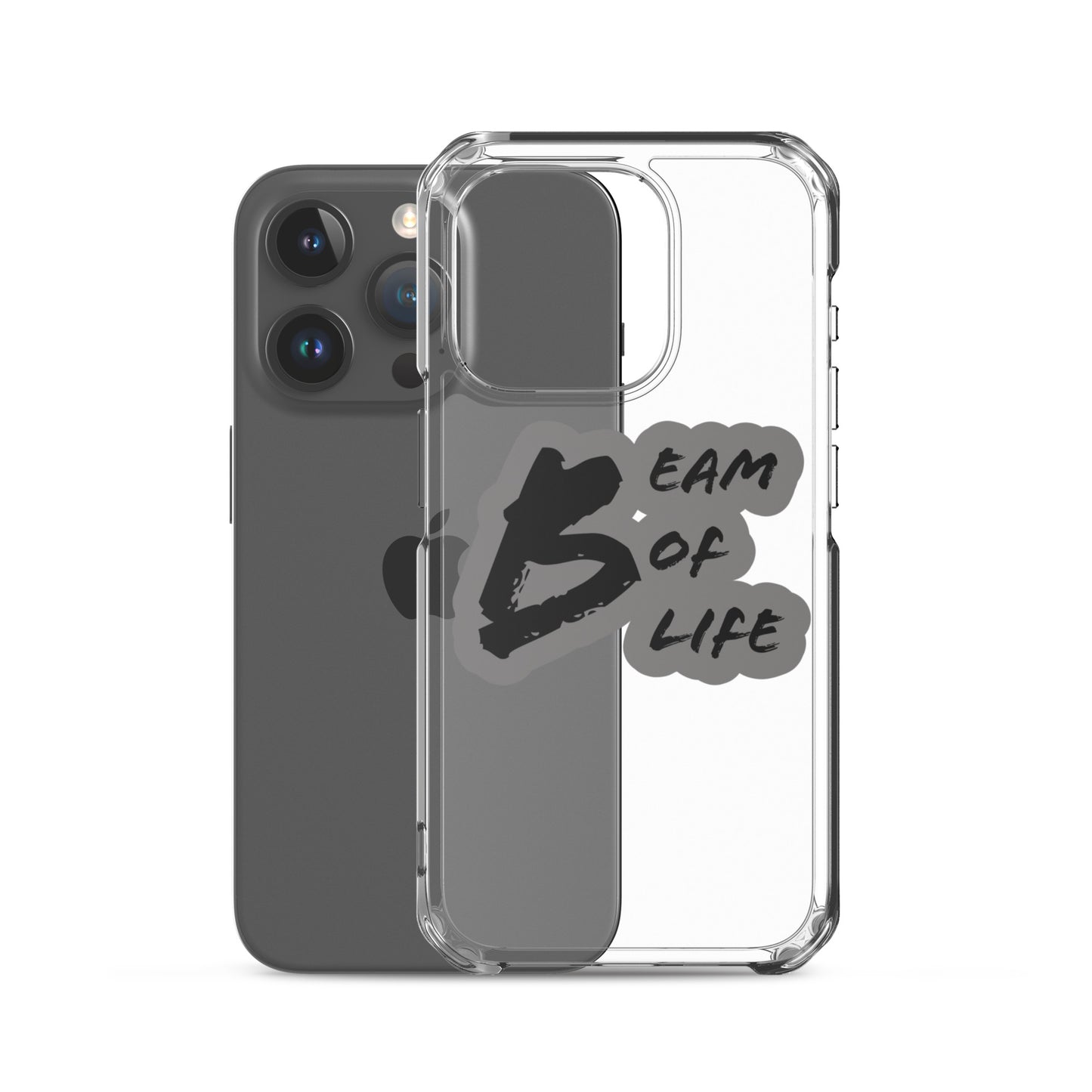 Beam of Life Clear iPhone Case - Grey/Black Logo