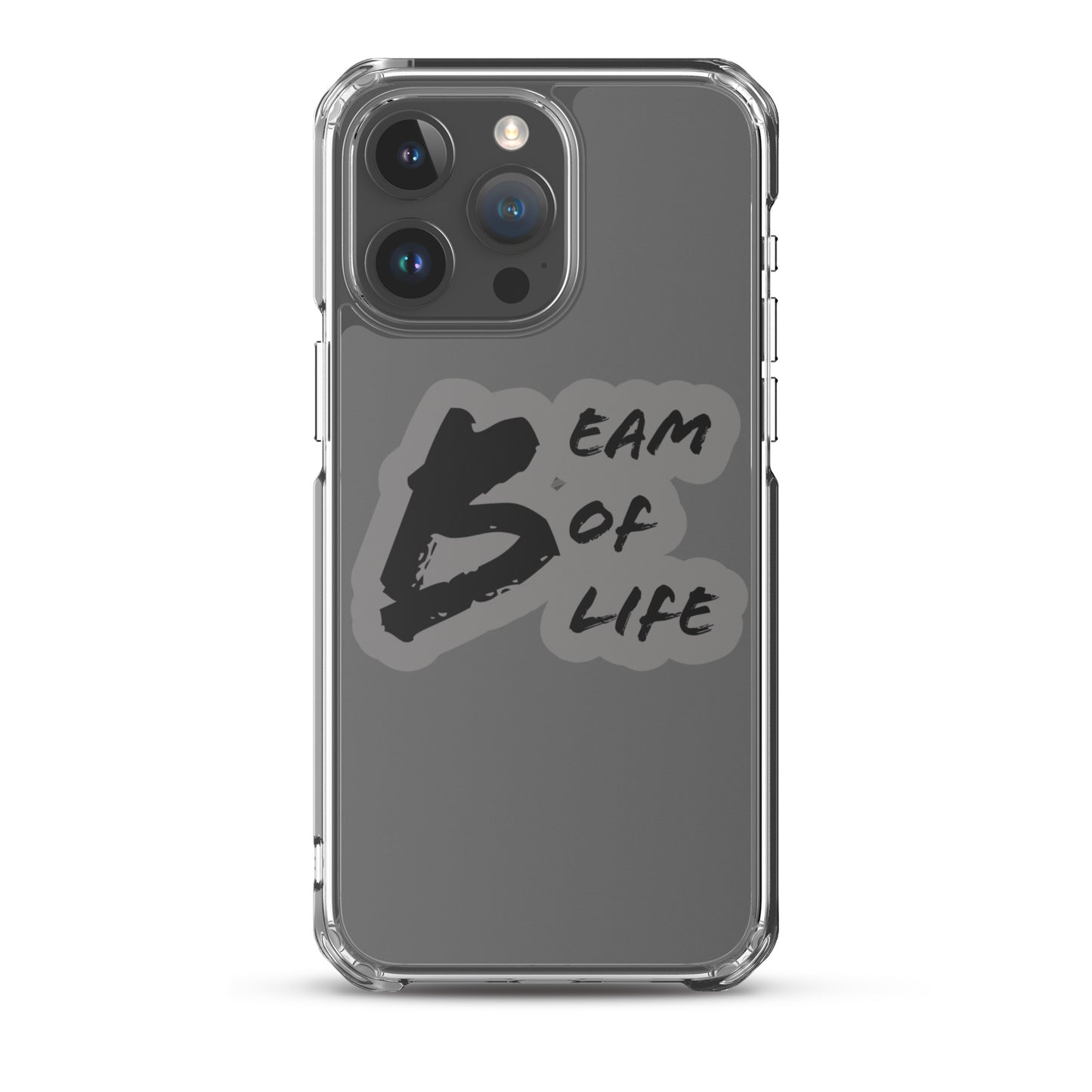 Beam of Life Clear iPhone Case - Grey/Black Logo