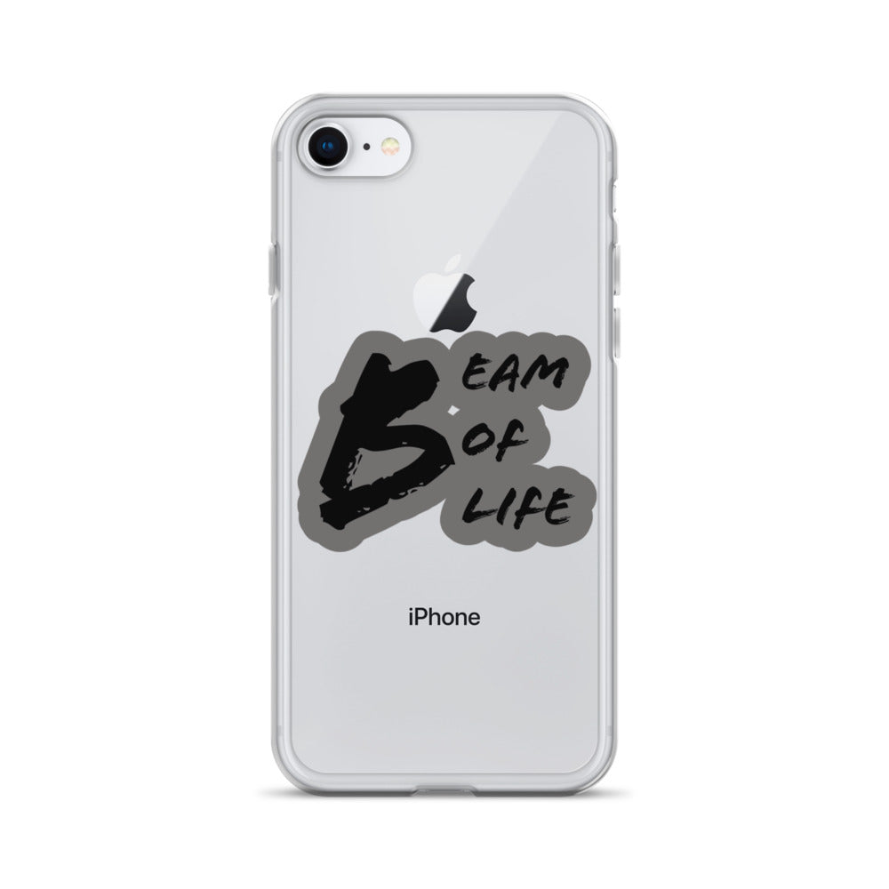 Beam of Life Clear iPhone Case - Grey/Black Logo