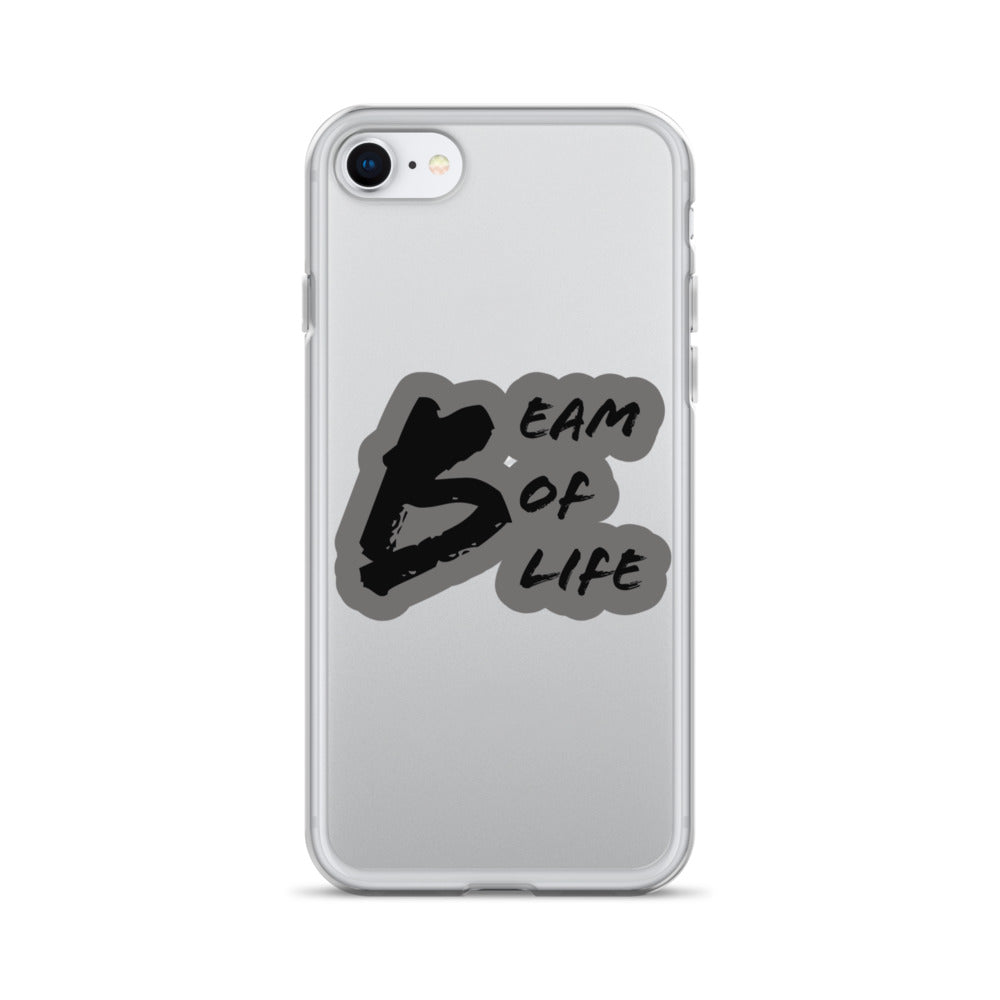 Beam of Life Clear iPhone Case - Grey/Black Logo