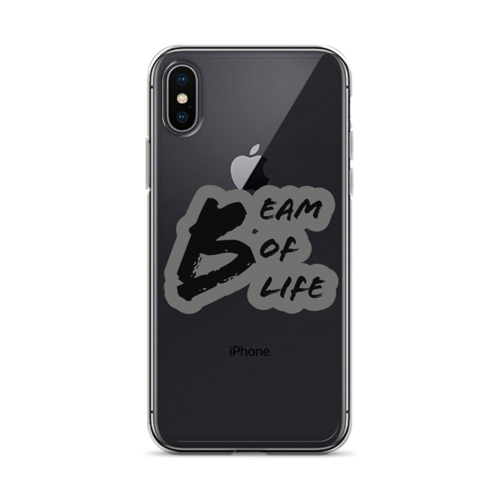 Beam of Life Clear iPhone Case - Grey/Black Logo