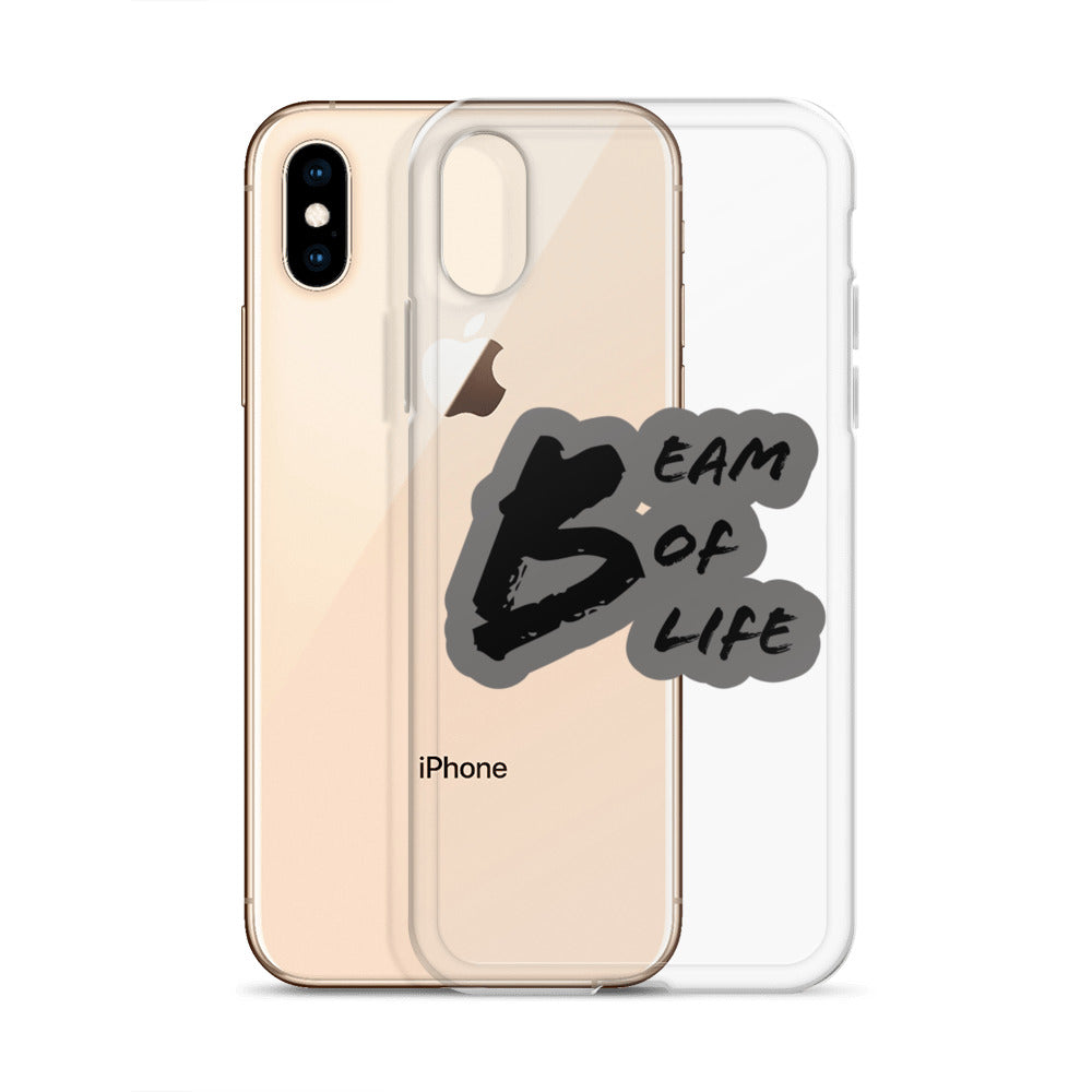 Beam of Life Clear iPhone Case - Grey/Black Logo