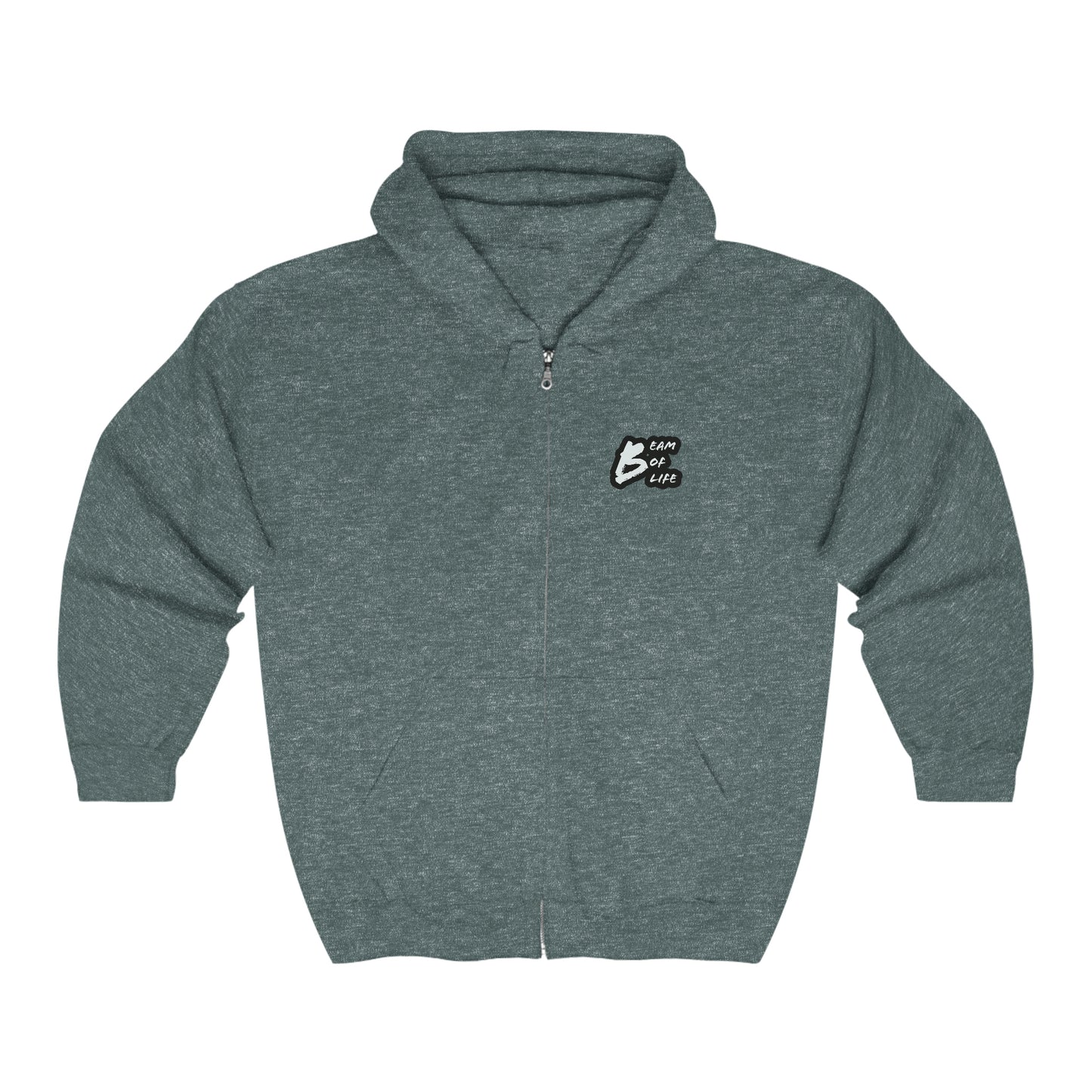 Beam of Life Unisex Full Zip Hoodie - Black/White Logo