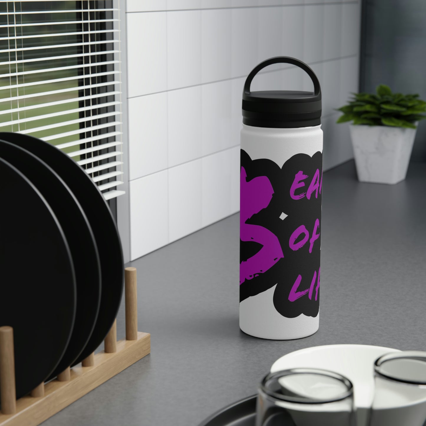 Beam of Life Stainless Steel Water Bottle - Black/White Logo