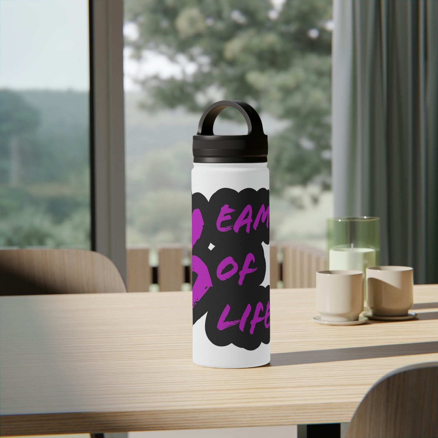 Beam of Life Stainless Steel Water Bottle - Black/White Logo