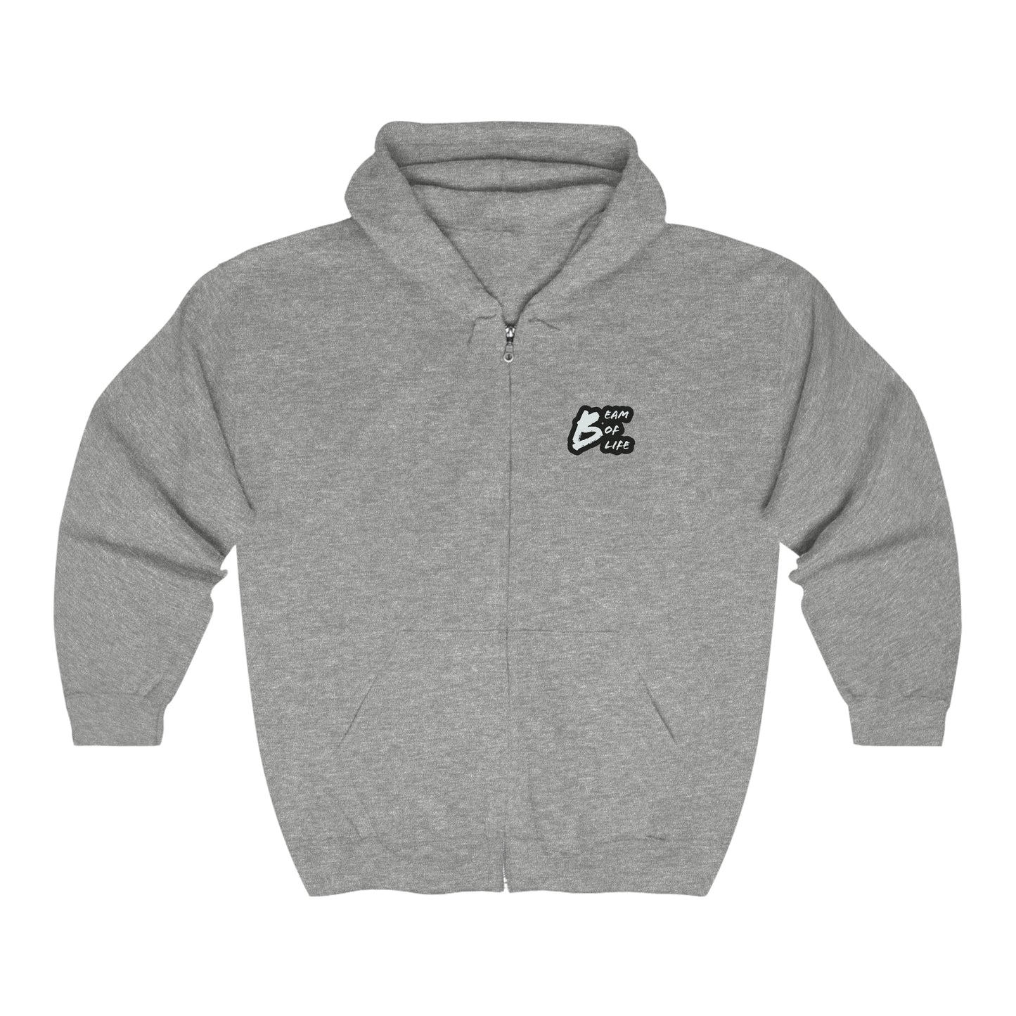 Beam of Life Unisex Full Zip Hoodie - Black/White Logo