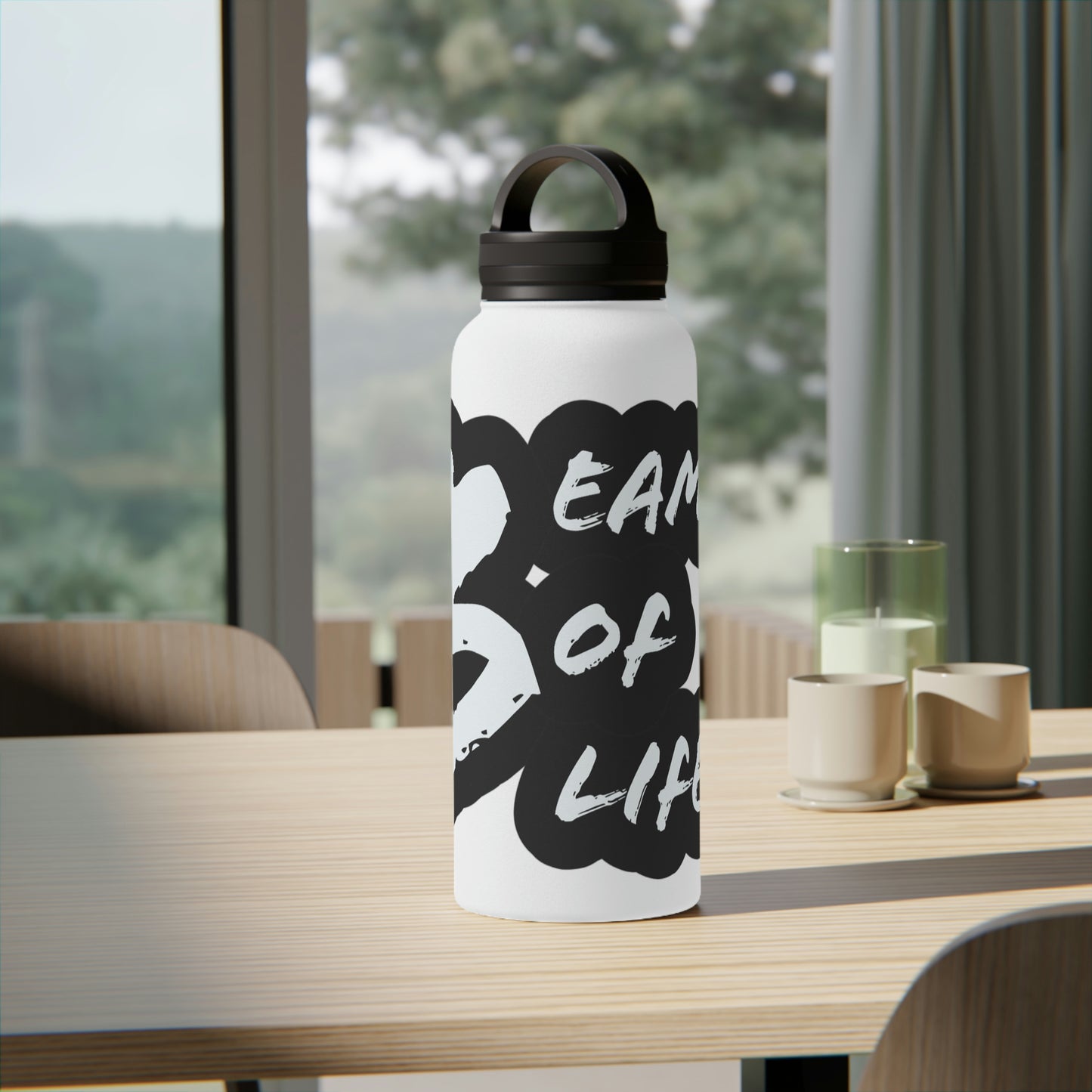 Beam of Life Stainless Steel Water Bottle - Black/White Logo