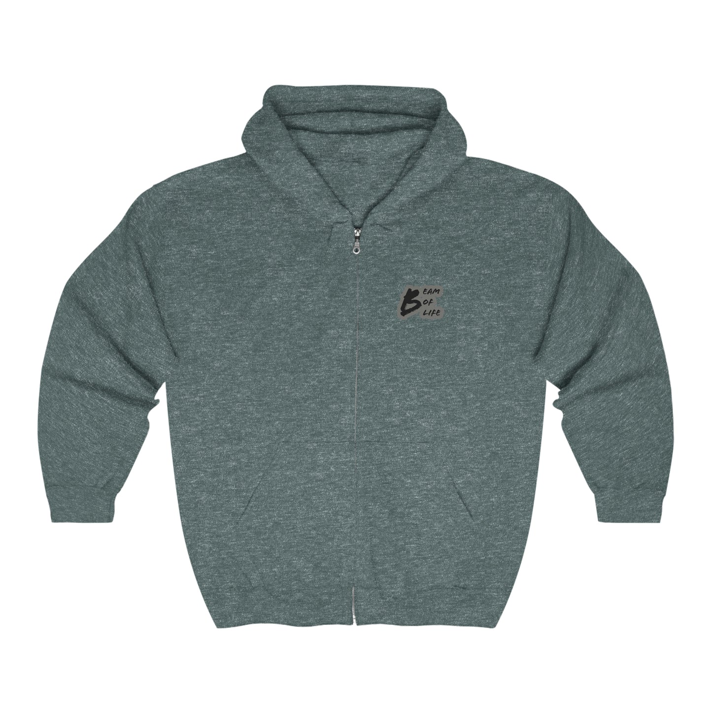 Beam of Life Unisex Full Zip Hoodie - Grey/Black Logo