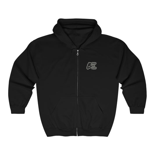 Beam of Life Unisex Full Zip Hoodie - Grey/Black Logo