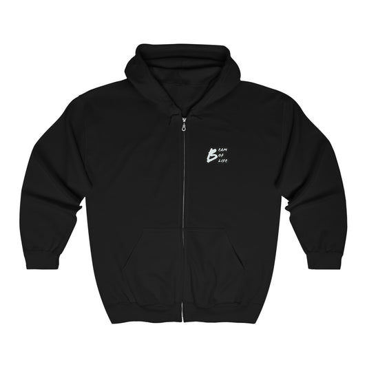 Beam of Life Unisex Full Zip Hoodie - Black/White Logo